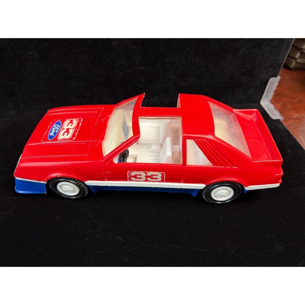 Vintage Gay Toys Inc Ford Mustang Race Car Red White Blue Plastic Toy Item 720